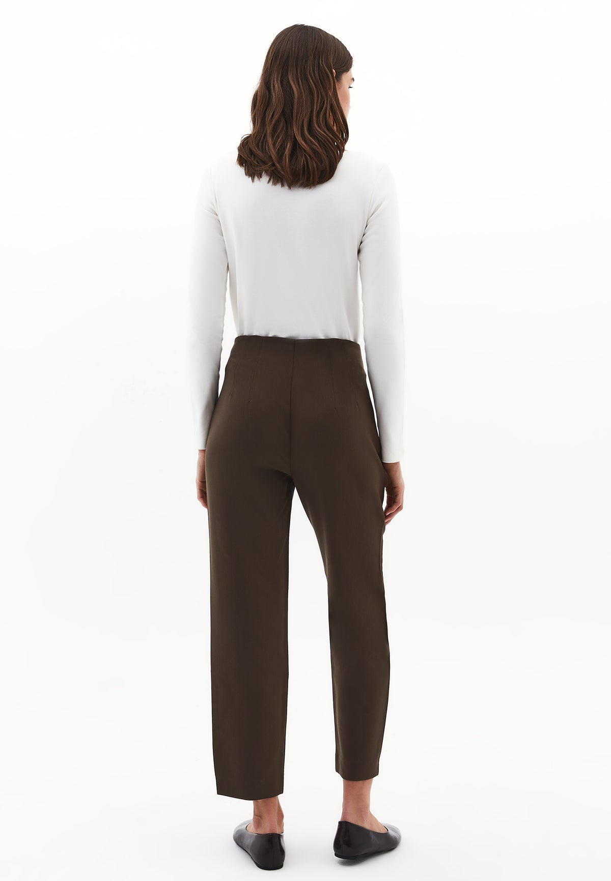Carrot Cut High Waist Pants - Brown