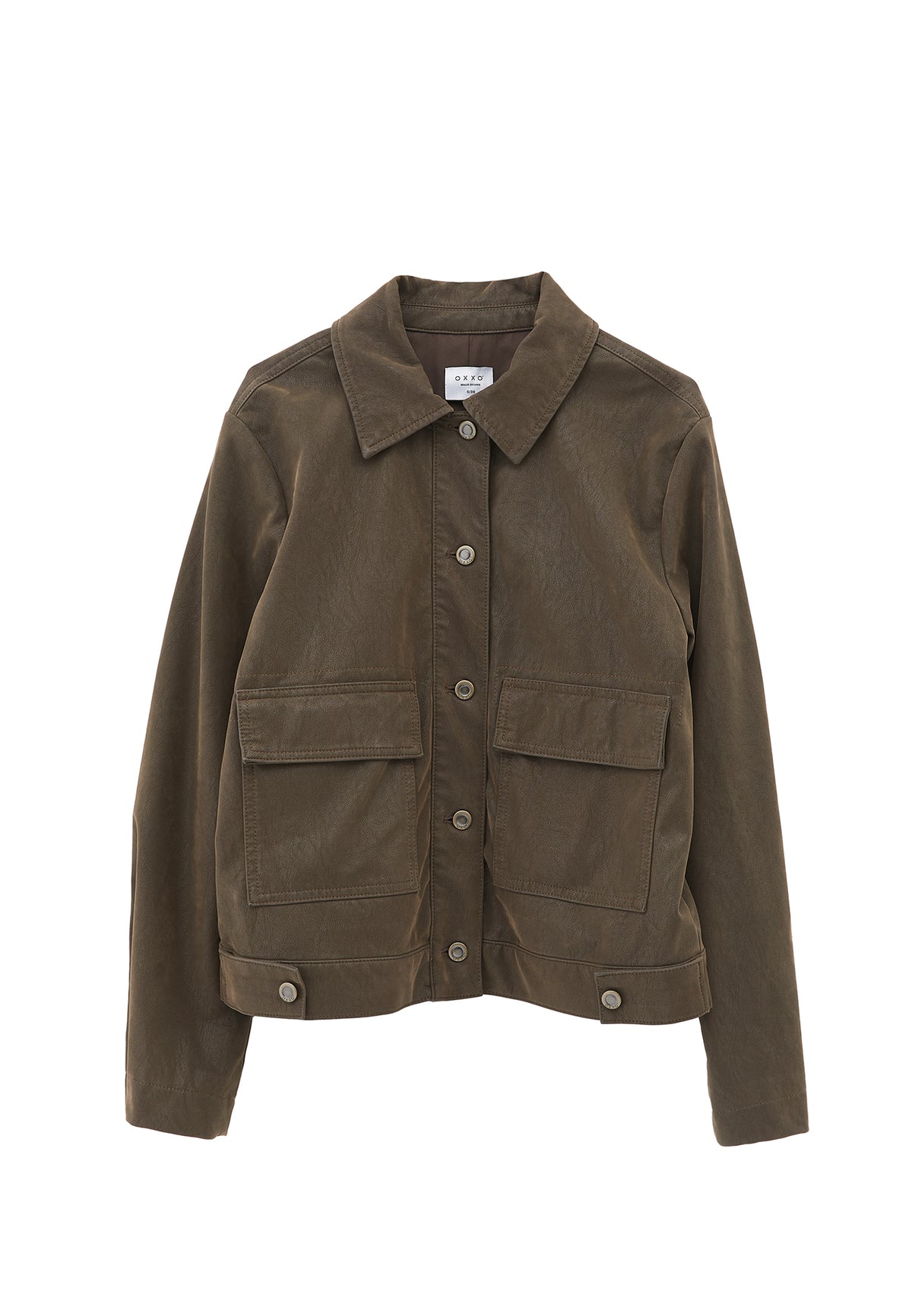 Slim Suede Jacket With Pocket Details - Brown