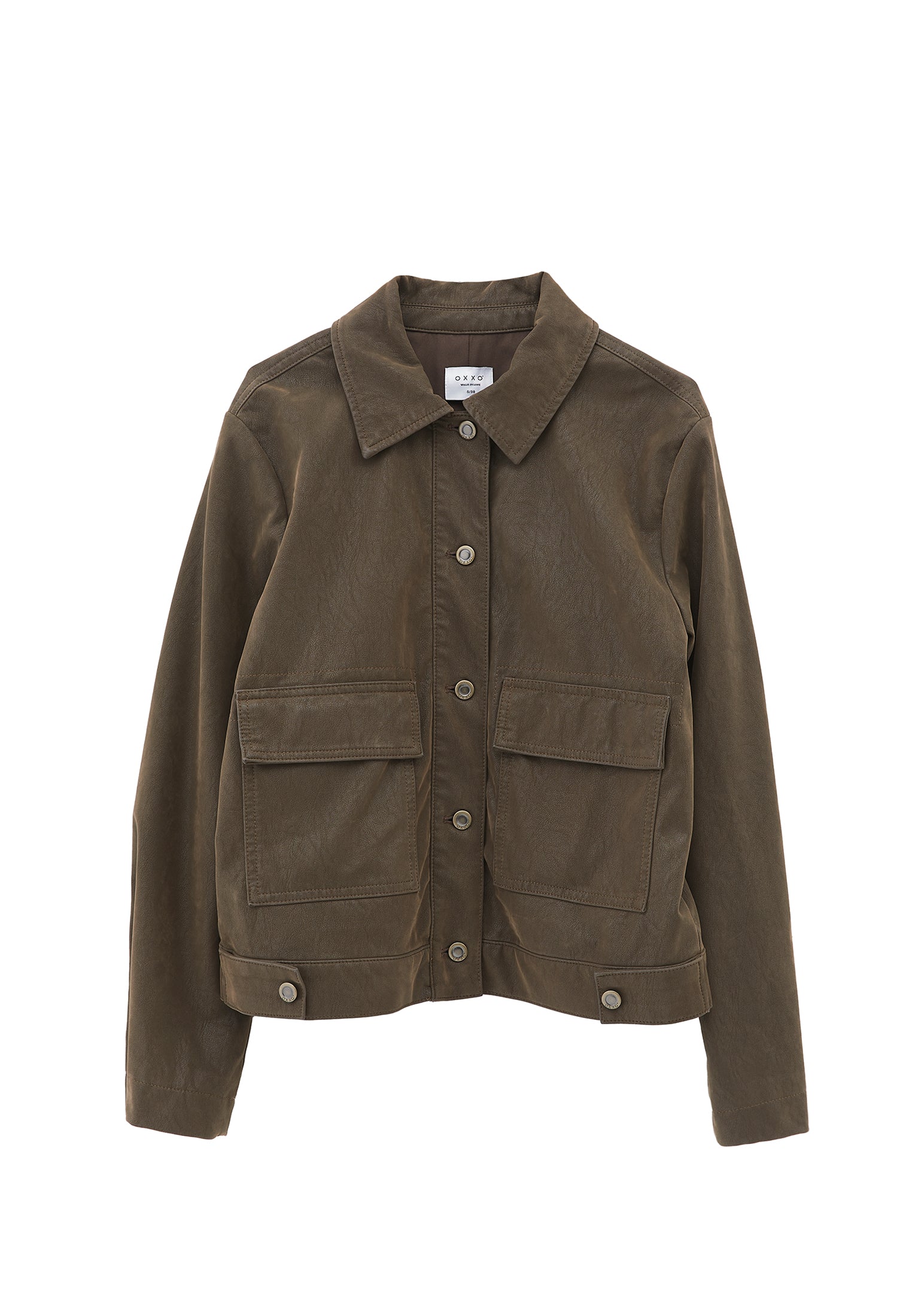 SLIM SUEDE JACKET WITH POCKET DETAILS - WREN