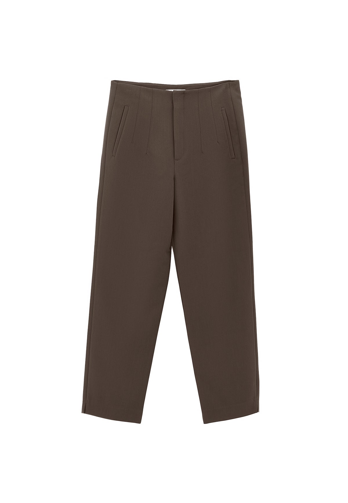 Carrot Cut High Waist Pants - Brown