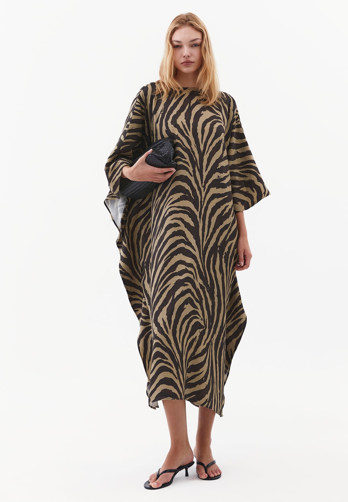 Long Boat Neck Loose Fit Women's Dress - Mix Color