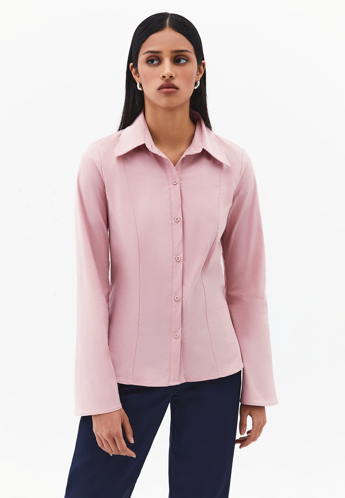 Buttoned Long Sleeve Shirt - Pink