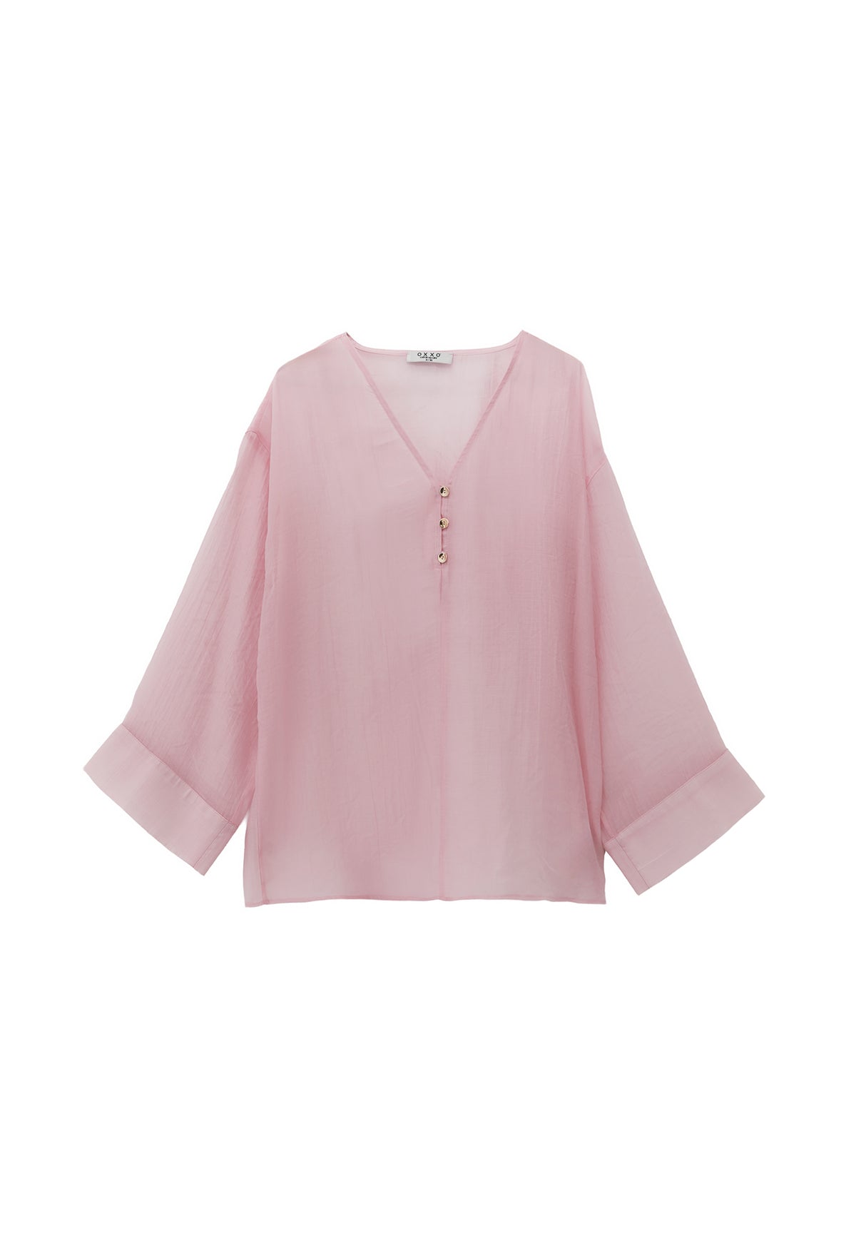 Tunic Blouse With Button Details - Pink