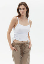 Singlet with Drawstring Detail - WHITE