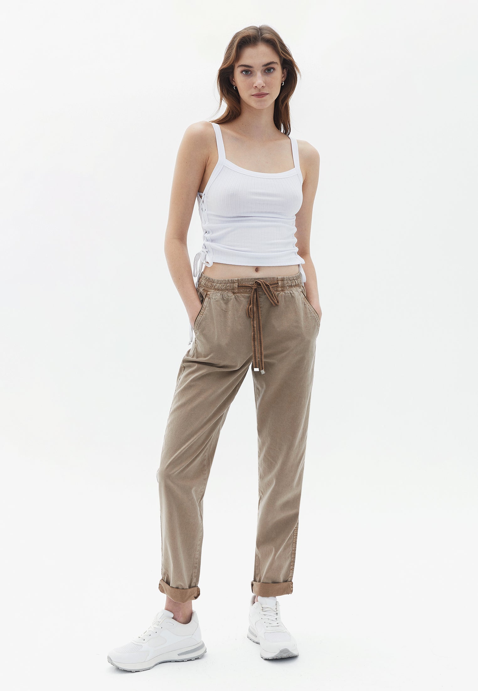 Singlet with Drawstring Detail - WHITE