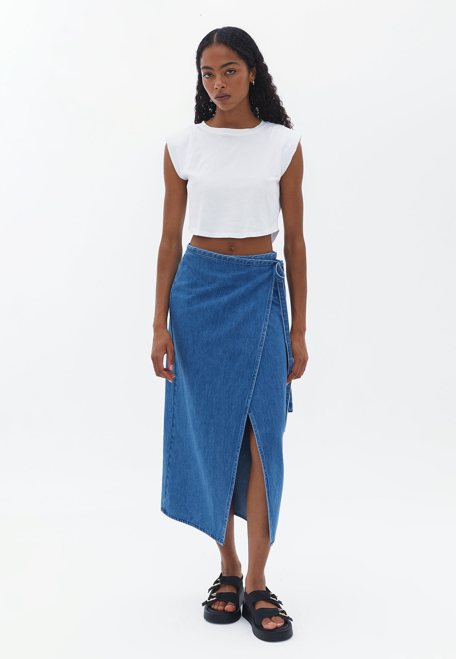 Denim Skirt with Tie-up Detail - RODEO DENIM