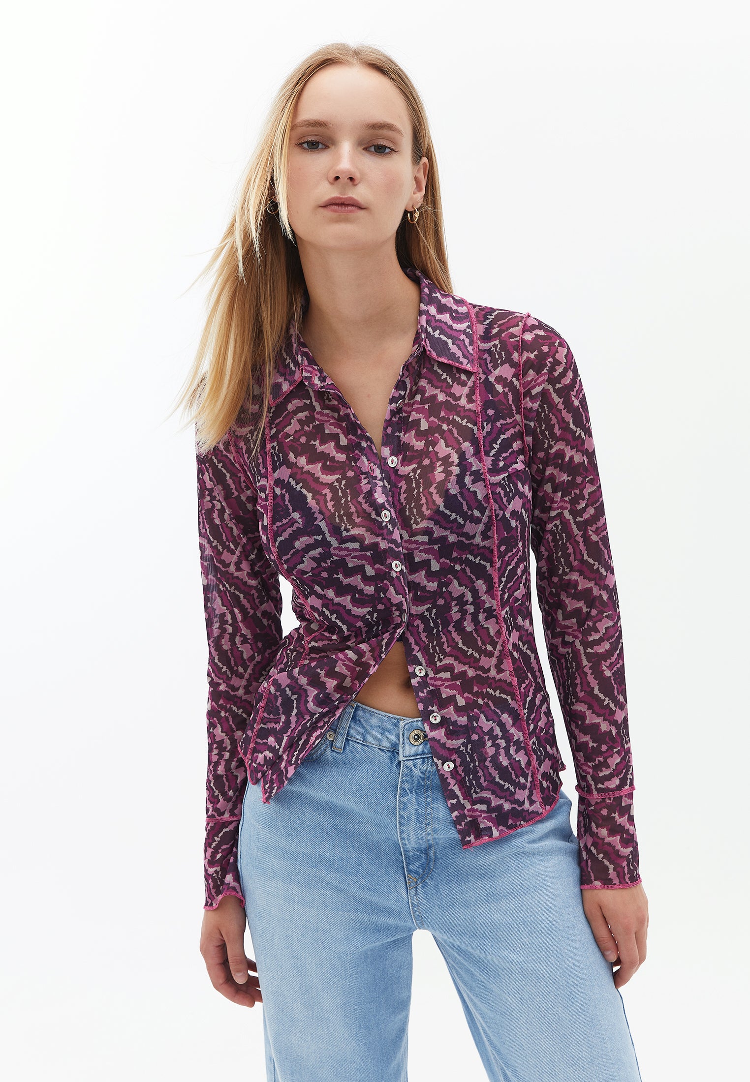 Tulle Shirt with Button Detail - ABSTRACT COMB