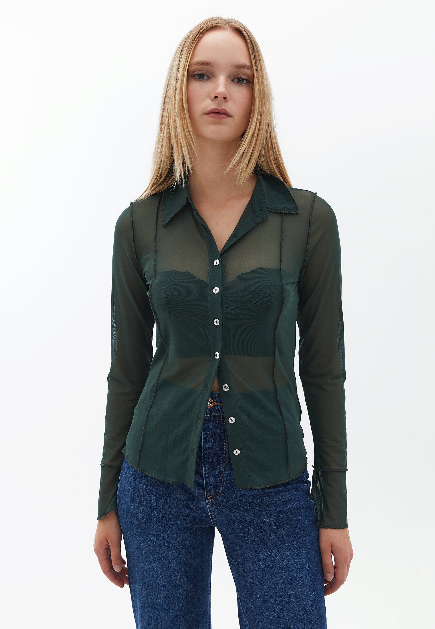 Tulle Shirt with Button Detail - SYCAMORE