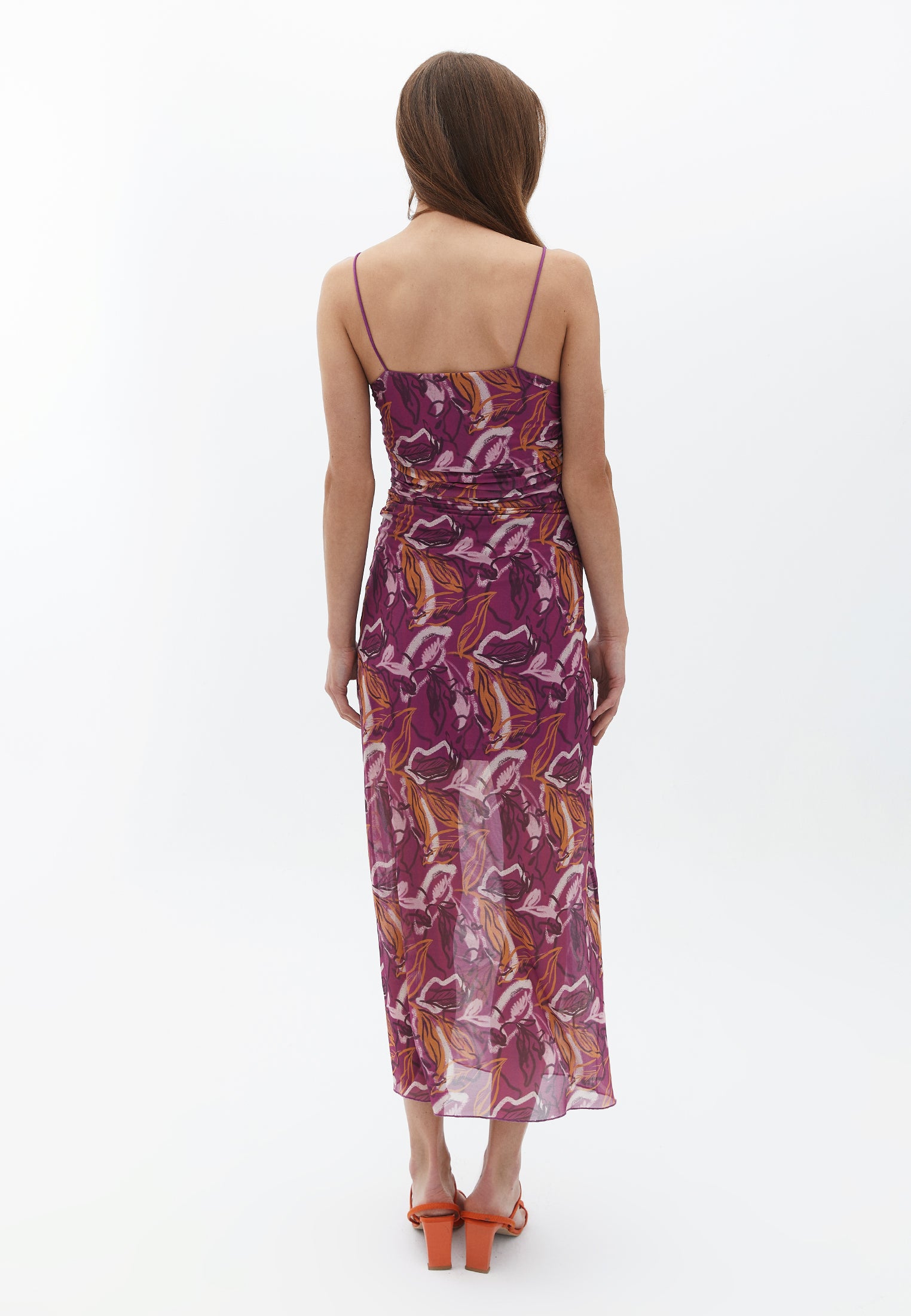 Tulle Dress with Thin Straps - LEAF COMB
