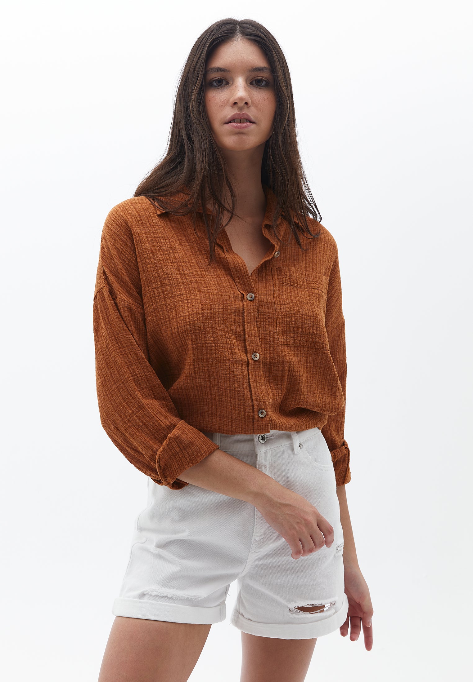 Oversize Shirt with Pocket - ARGAN OIL