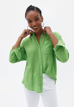 Oversize Shirt with Pocket - PARROT GREEN