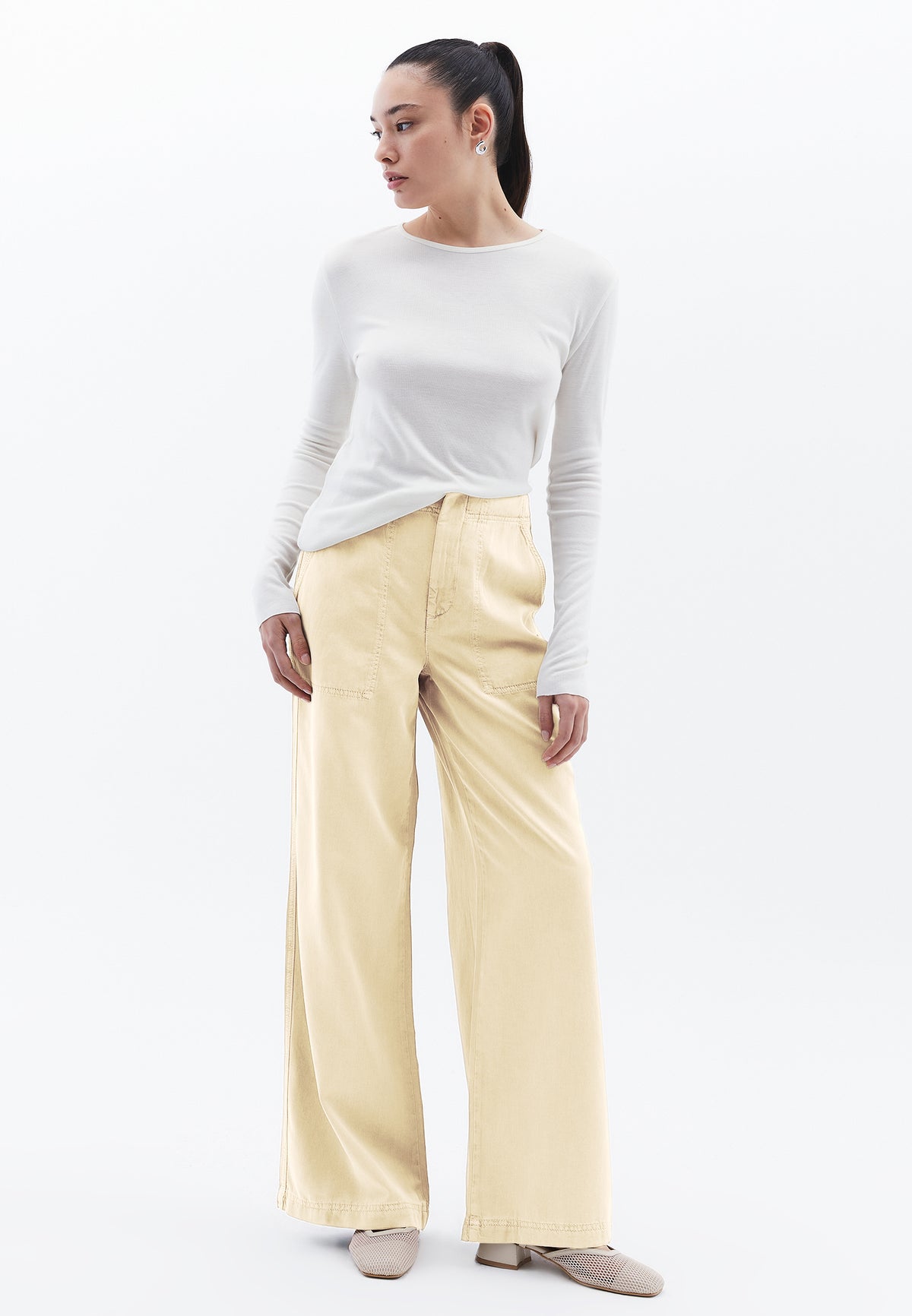 Wide Leg Trousers - Yellow