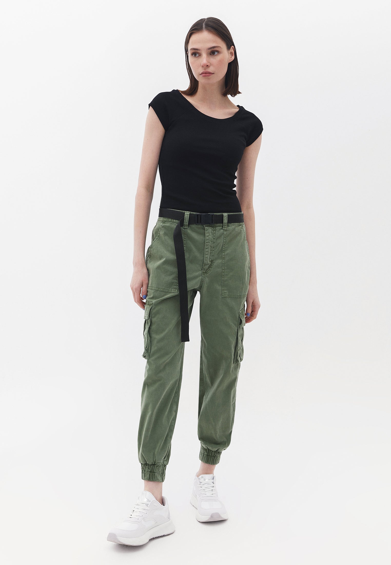 Cotton Boat Neck Tshirt - BLACK