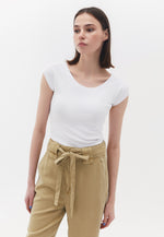 Cotton Boat Neck Tshirt - WHITE