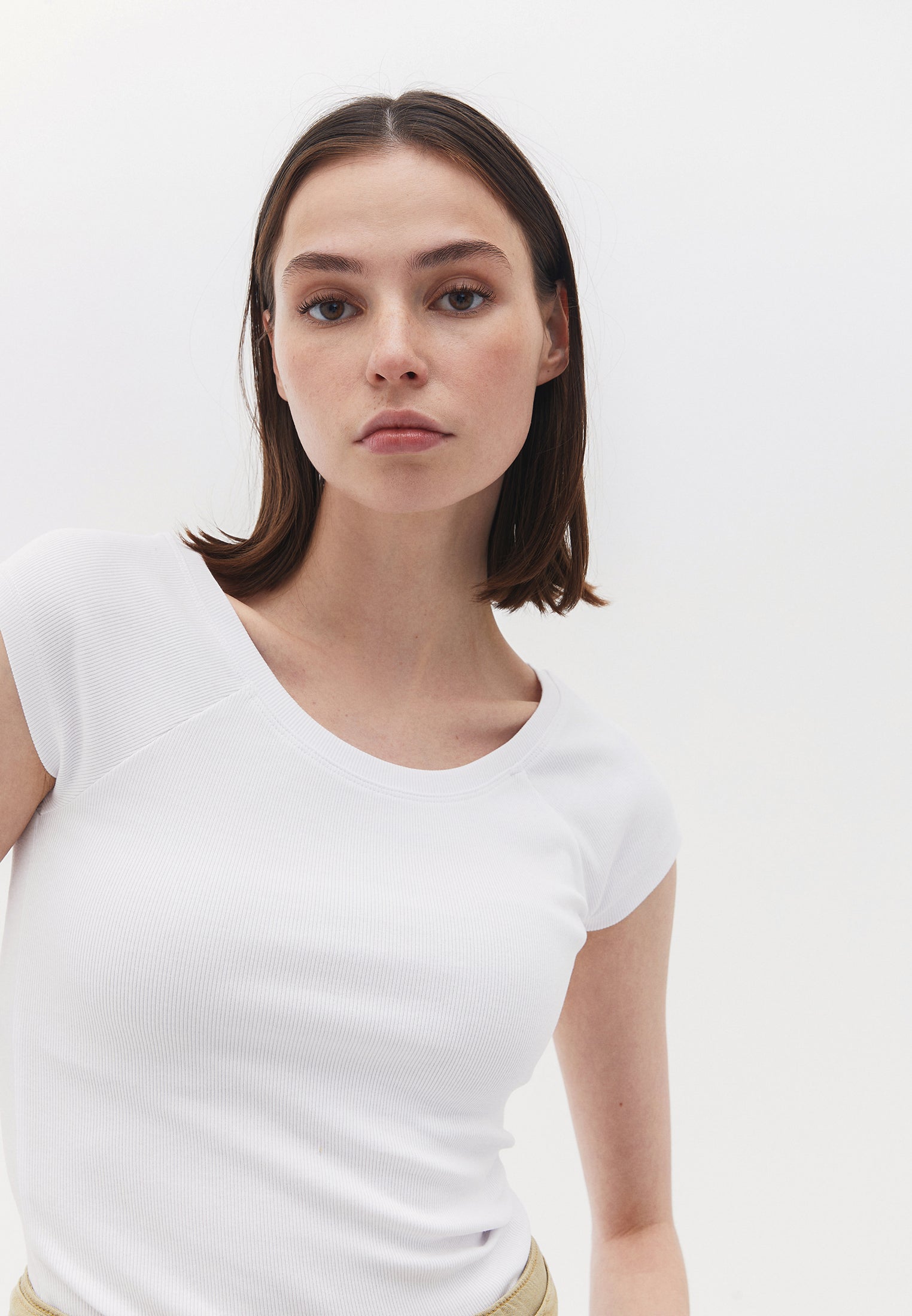 Cotton Boat Neck Tshirt - WHITE