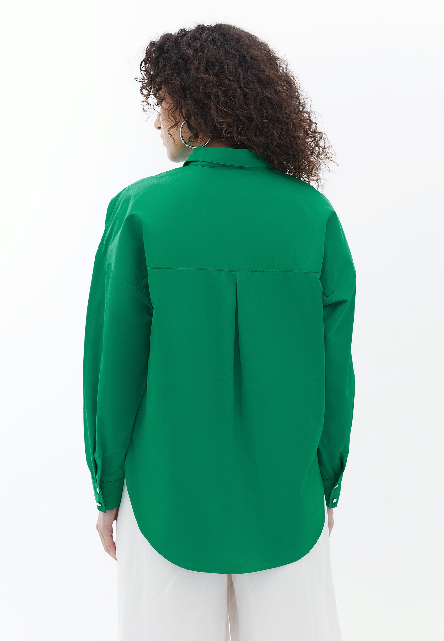 Cotton Loose Fit Shirt - DEEP GREEN