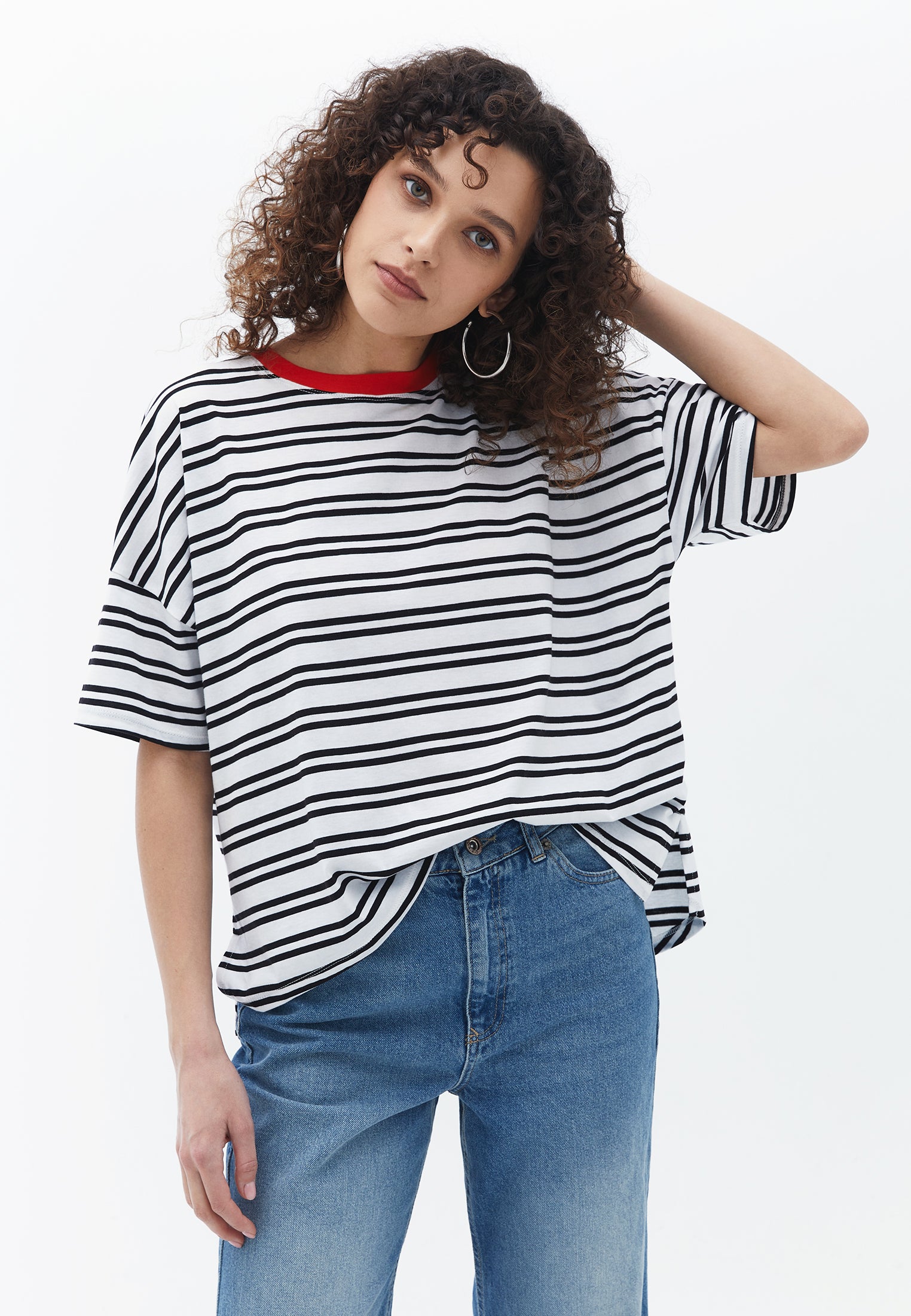 Cotton Oversize Tshirt - BLACK STRIPE