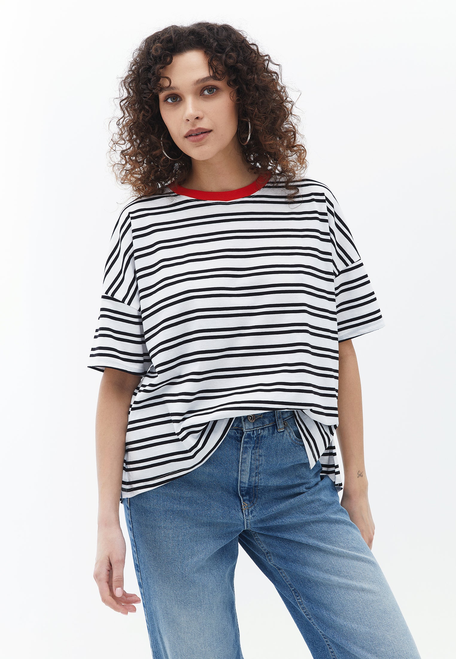 Cotton Oversize Tshirt - BLACK STRIPE