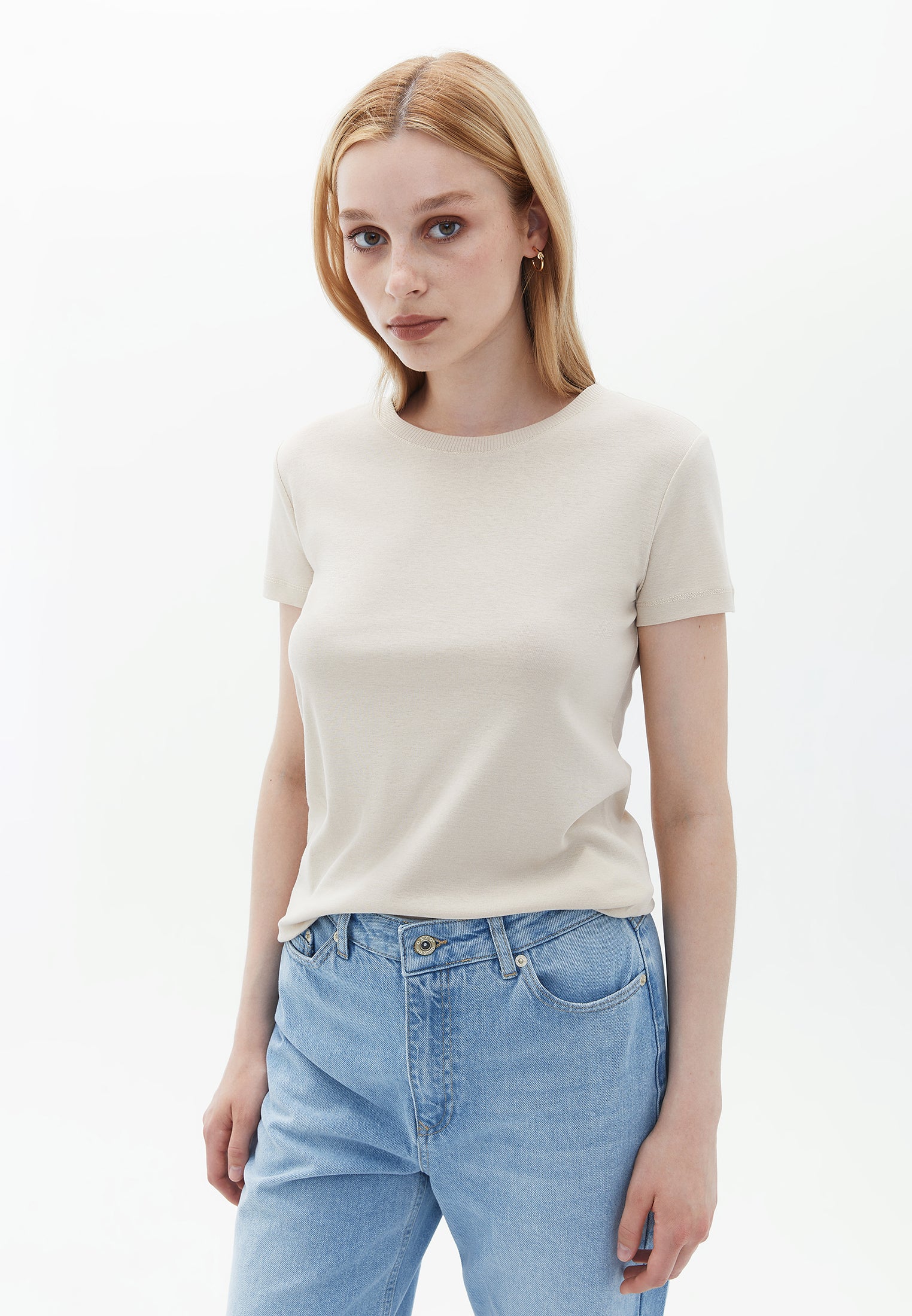 Cotton Crew Neck Tshirt - FRENCH OAK