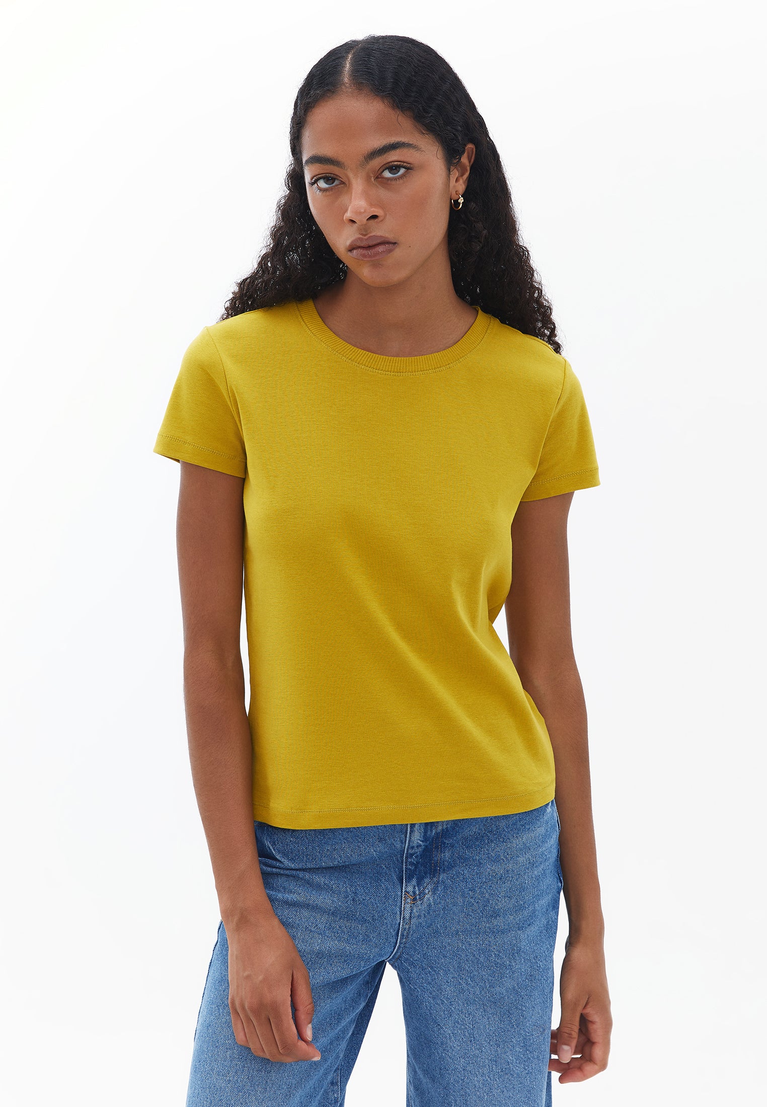 Cotton Crew Neck Tshirt - GOLDEN OLIVE