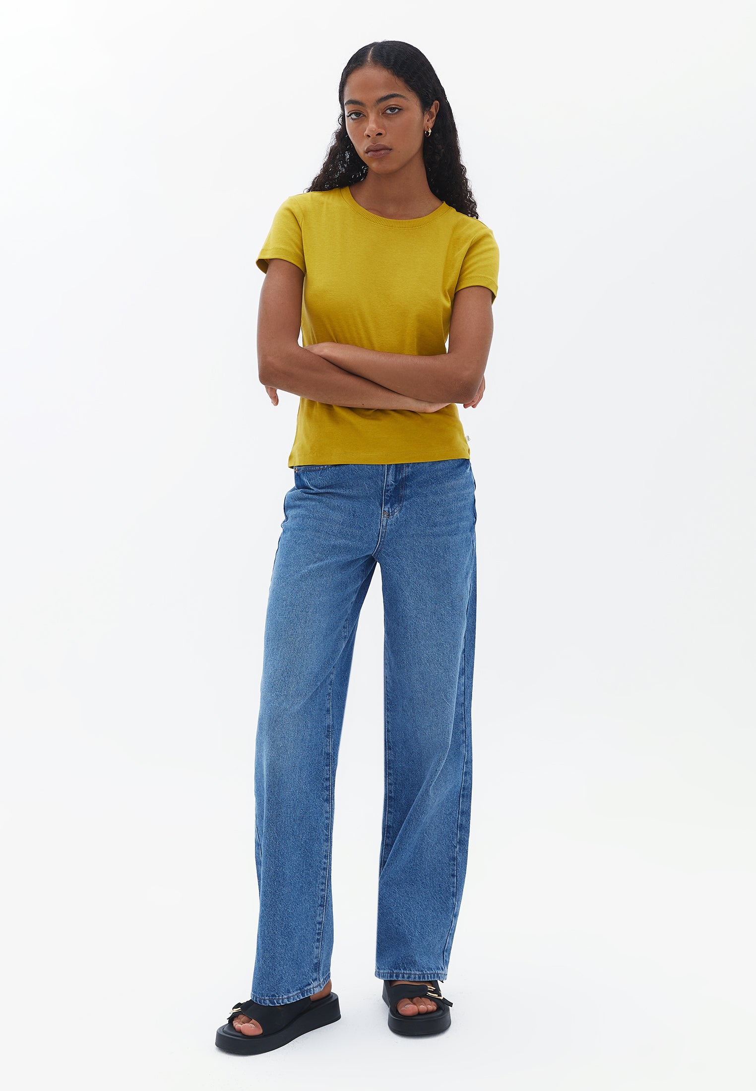 Cotton Crew Neck Tshirt - GOLDEN OLIVE