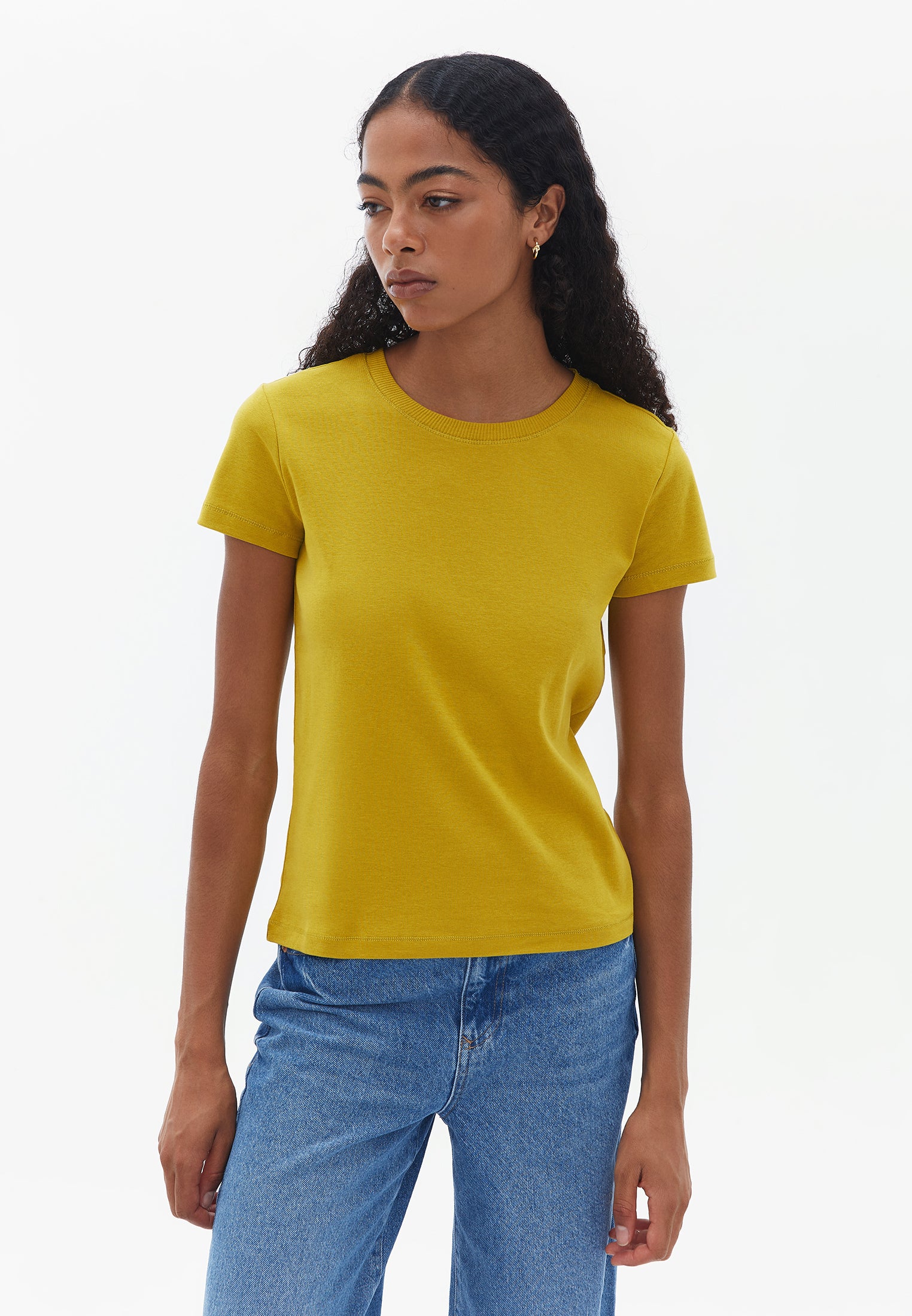 Cotton Crew Neck Tshirt - GOLDEN OLIVE