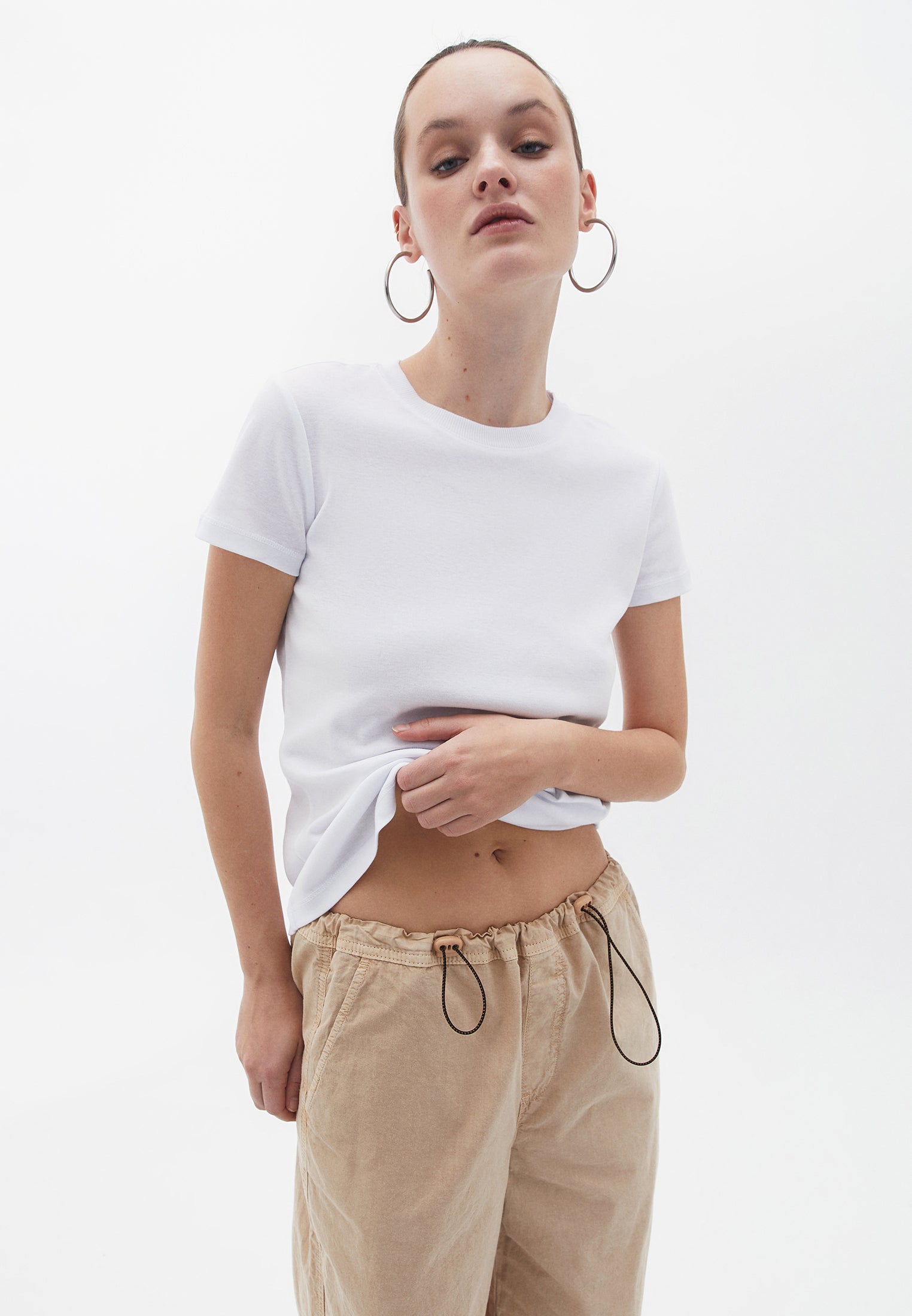 Cotton Crew Neck Tshirt - WHITE