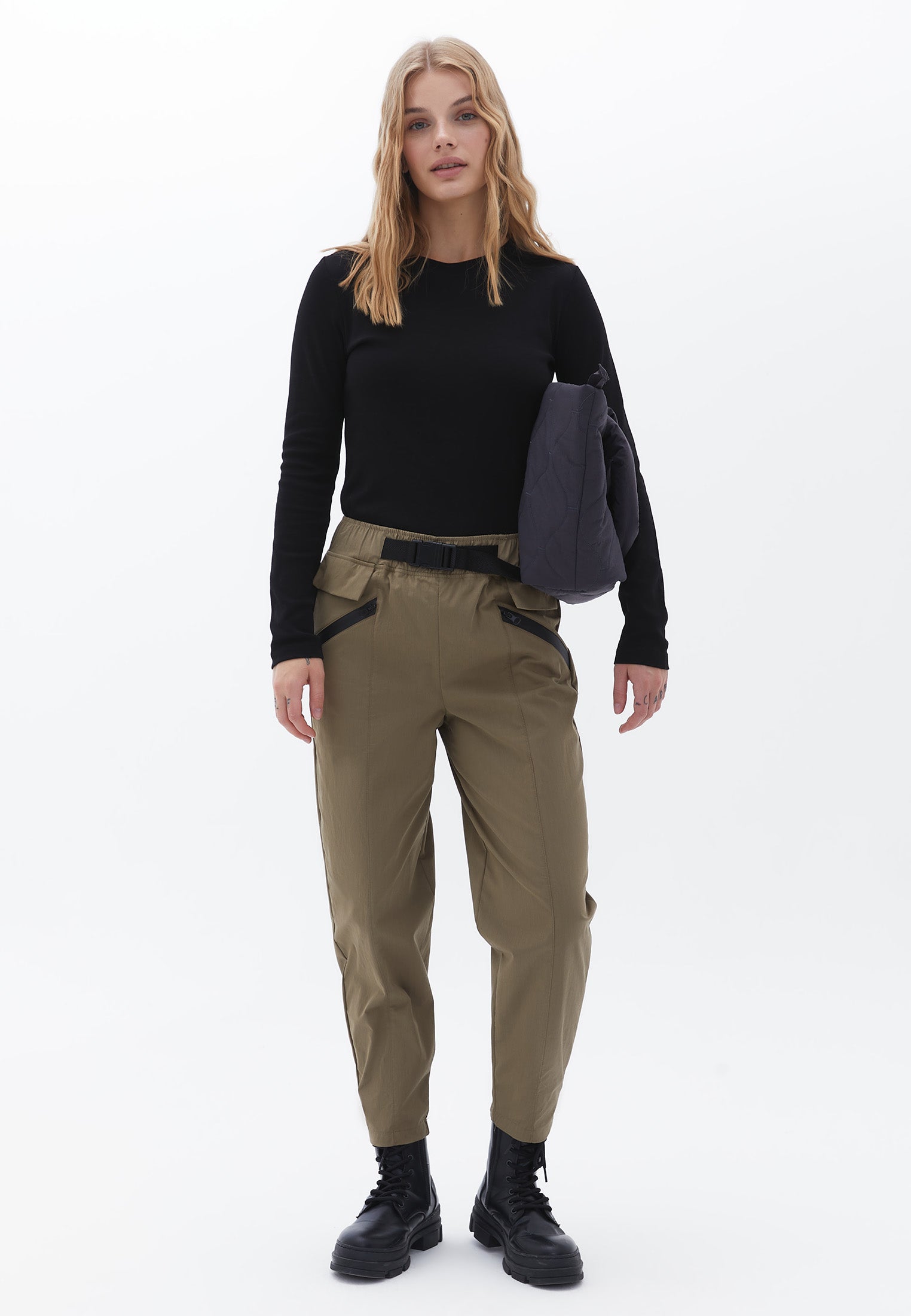 Cotton Tshirt with Long Sleeves - BLACK