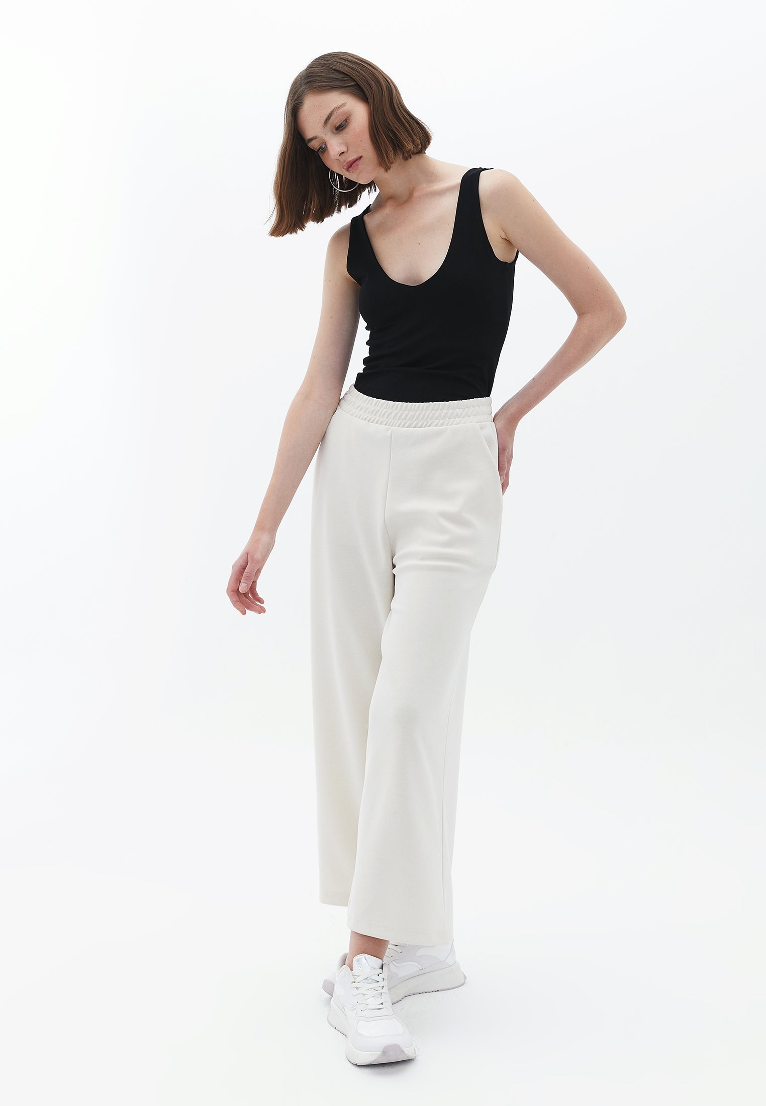 Cotton V-Neck Singlet - BLACK