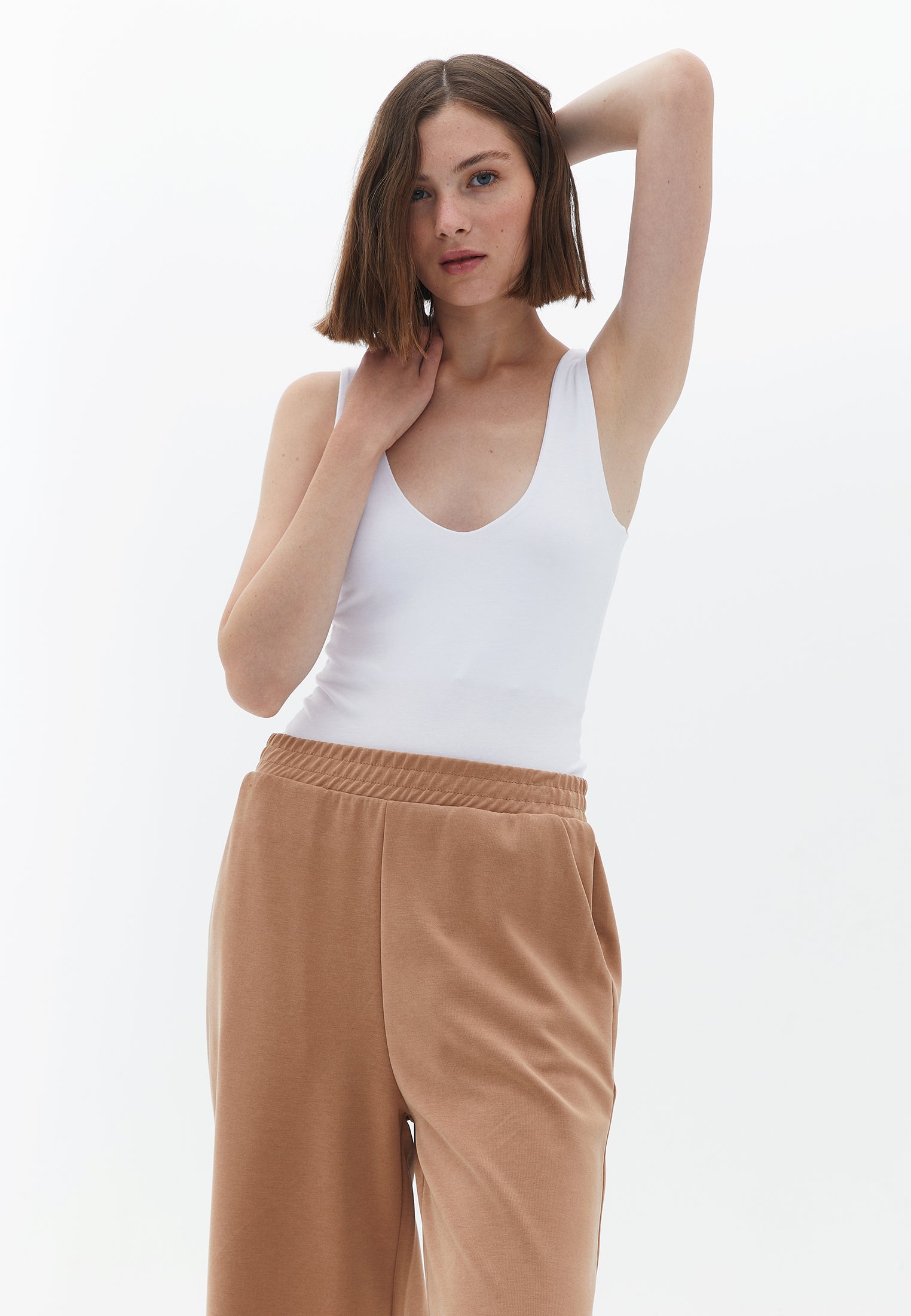 Cotton V-Neck Singlet - WHITE