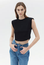 Crew Neck Crop Tshirt - BLACK