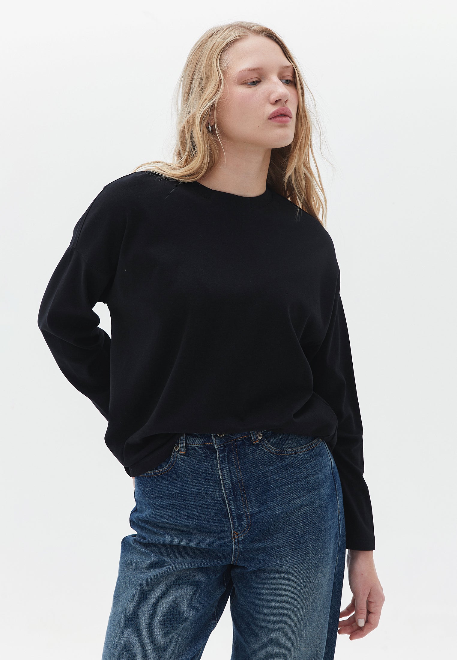 Cotton Crew Neck Tshirt - BLACK
