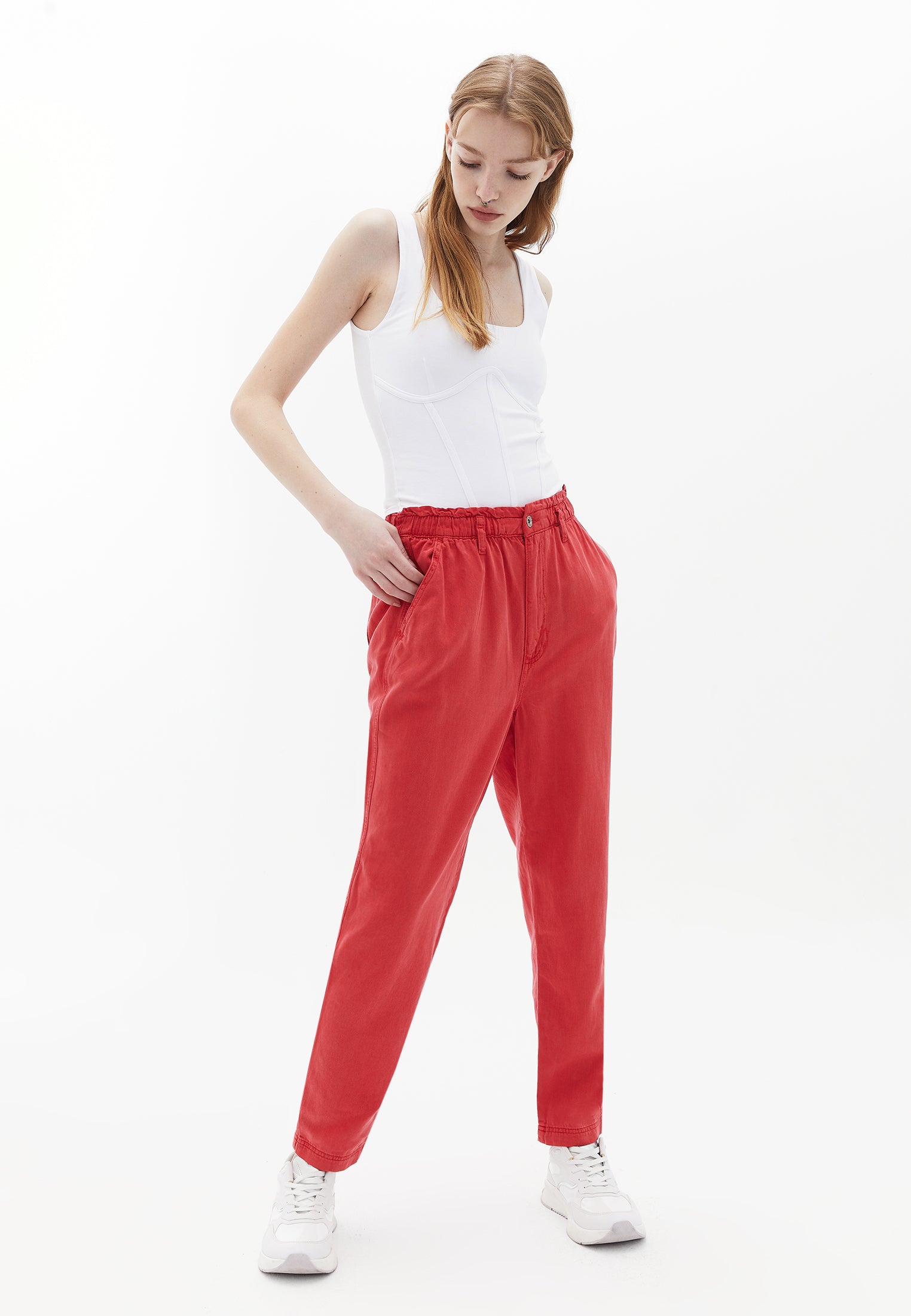 Ultra High Rise Baggy Fit Pants - ANTIK HIBISCUS