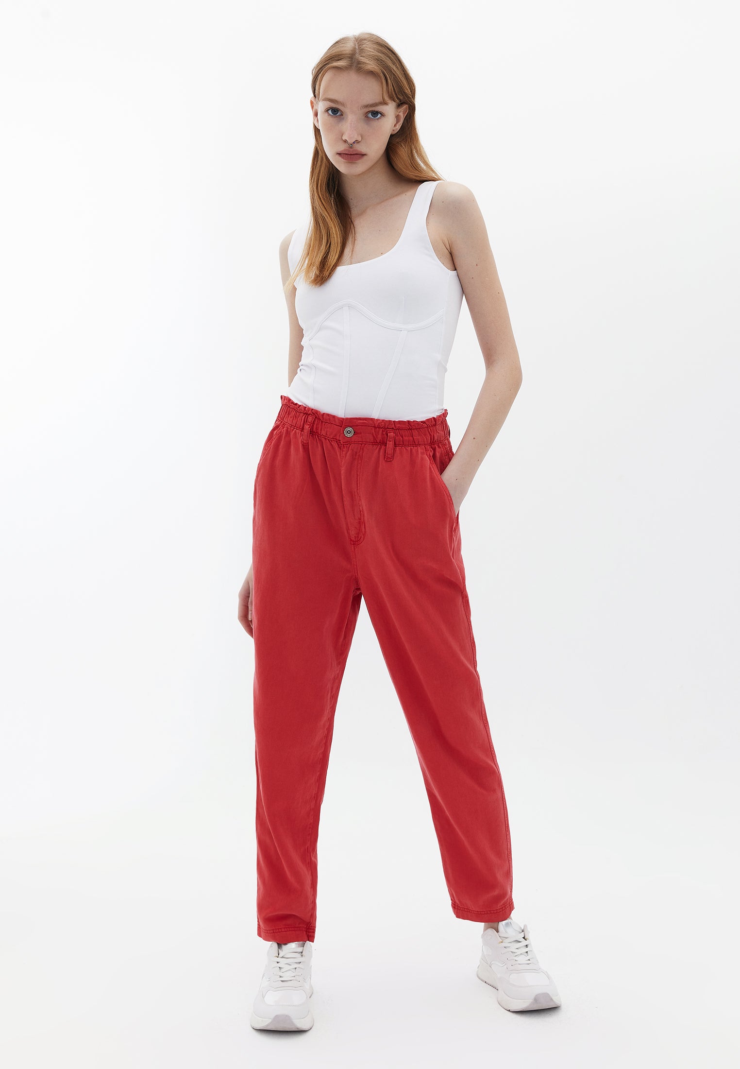 Ultra High Rise Baggy Fit Pants - ANTIK HIBISCUS