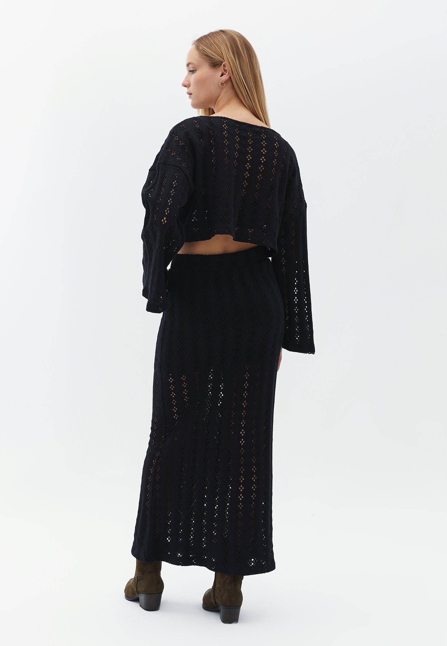 Ultra High Rise Jacquard Skirt - BLACK