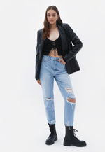 Ultra High Waist Mom-Fit Pants - LIGHT DENIM