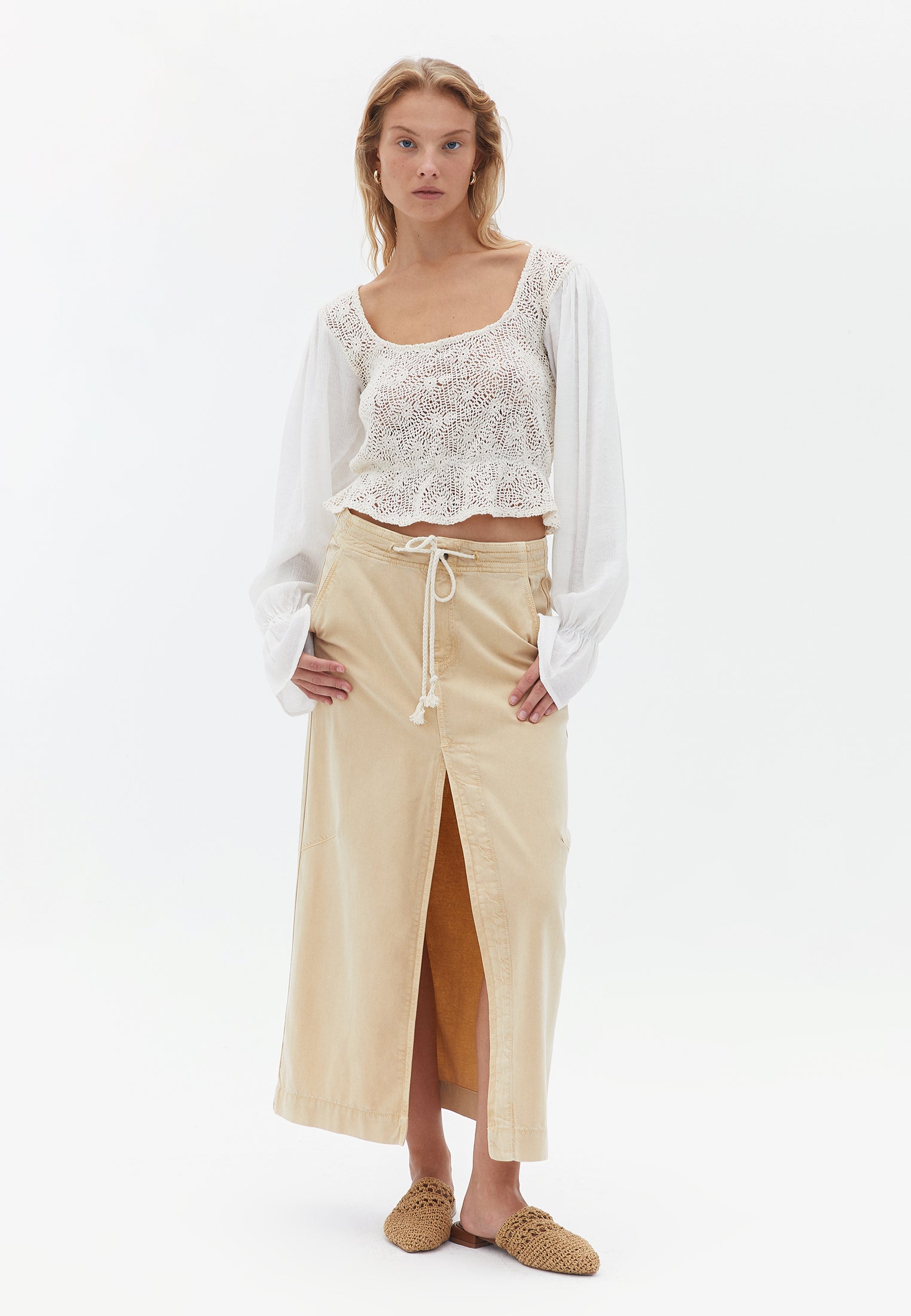 Ultra High Rise Maxi Skirt - ANTIK WARM SAND