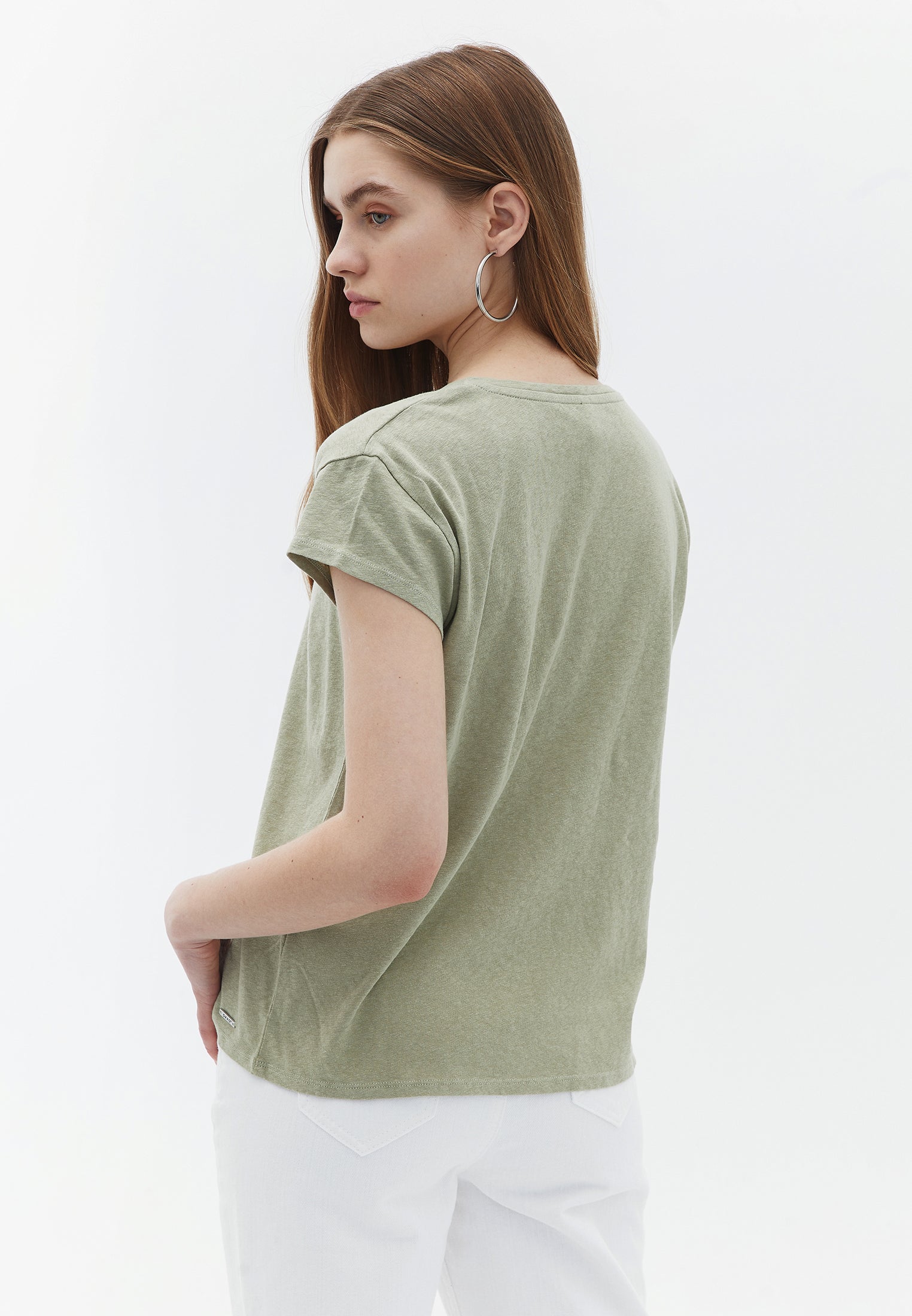 V-neck Linen Tshirt - TEA