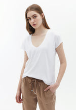 V-neck Linen Tshirt - WHITE