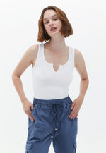 Singlet with Neckline Detail - WHITE