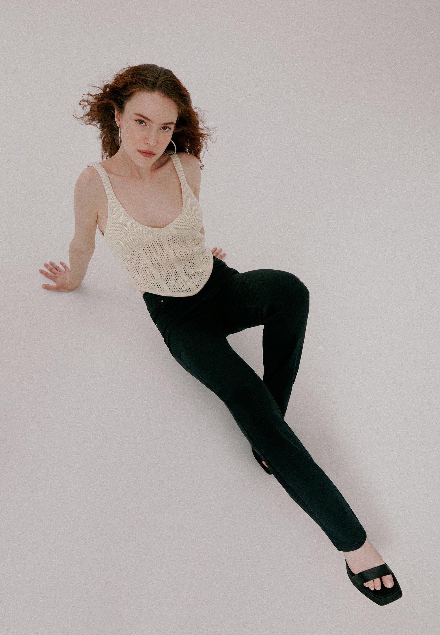 High Rise Bootcut Pants - BLACK DENIM