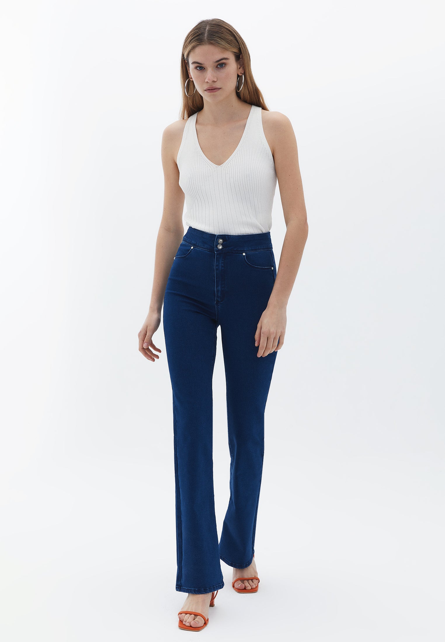 High Rise Bootcut Pants - DARK DENIM