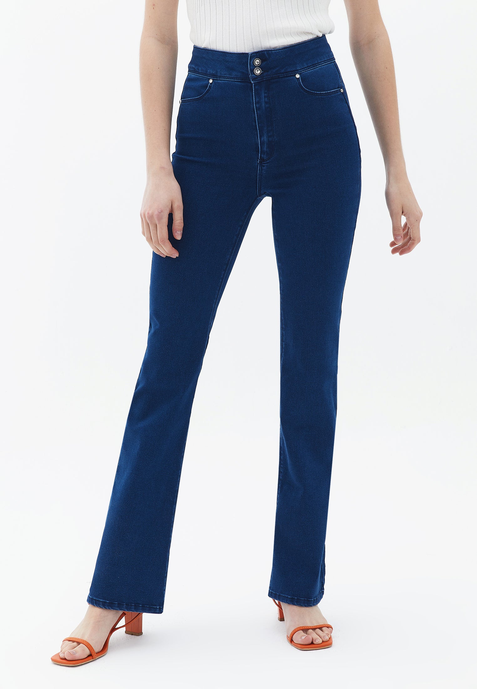 High Rise Bootcut Pants - DARK DENIM