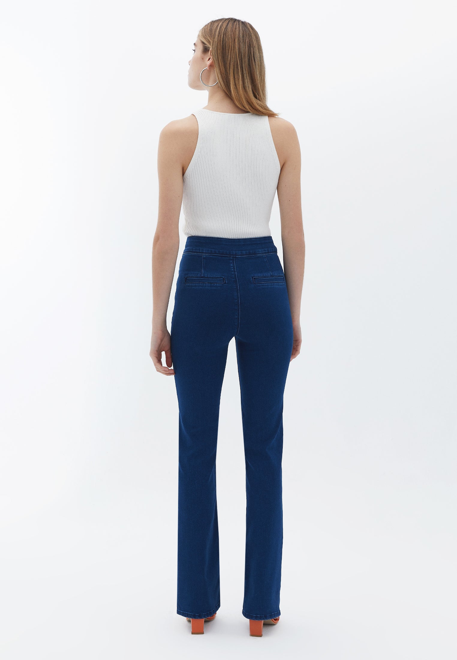 High Rise Bootcut Pants - DARK DENIM