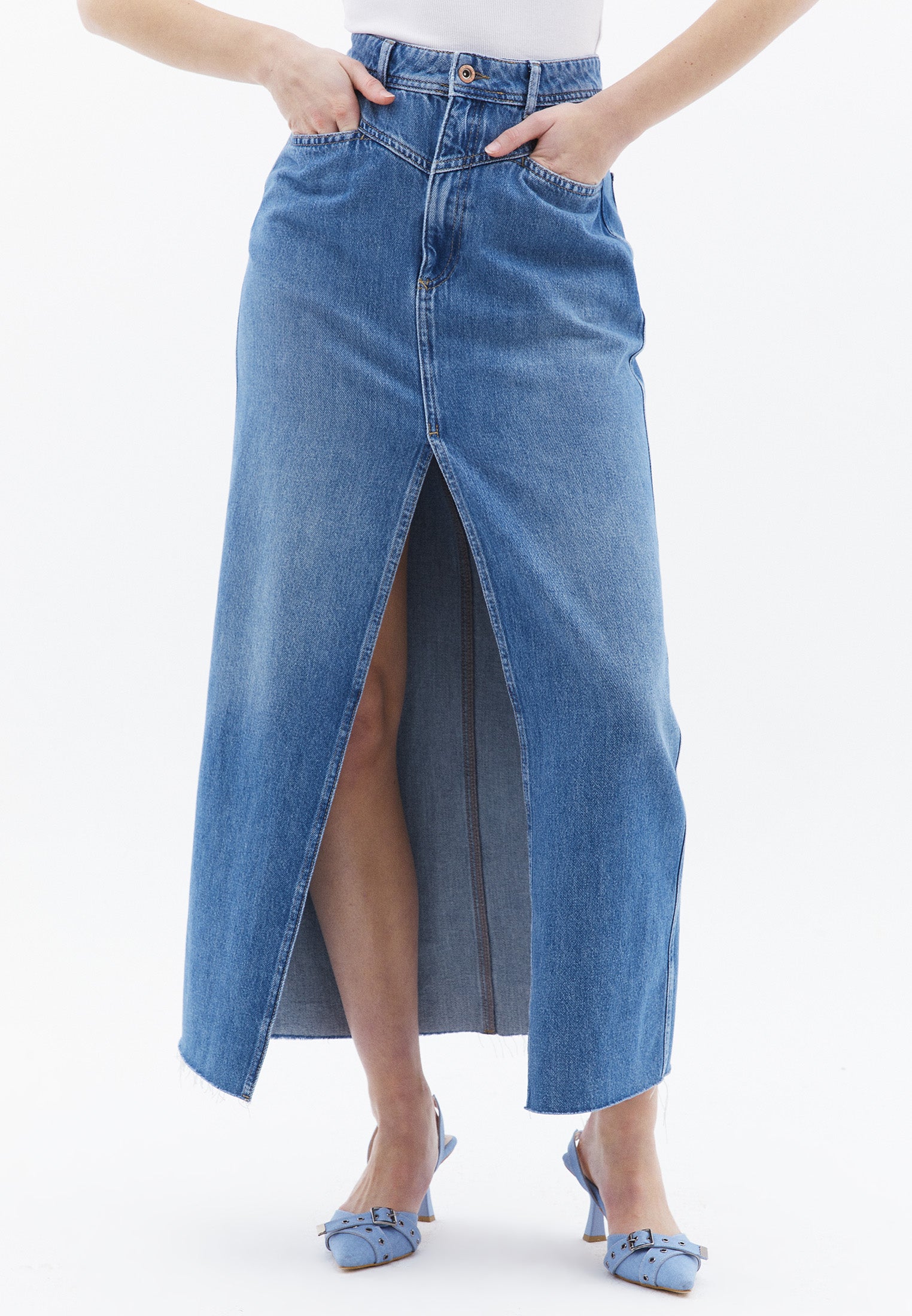 High Rise Maxi Denim Skirt - RODEO DENIM