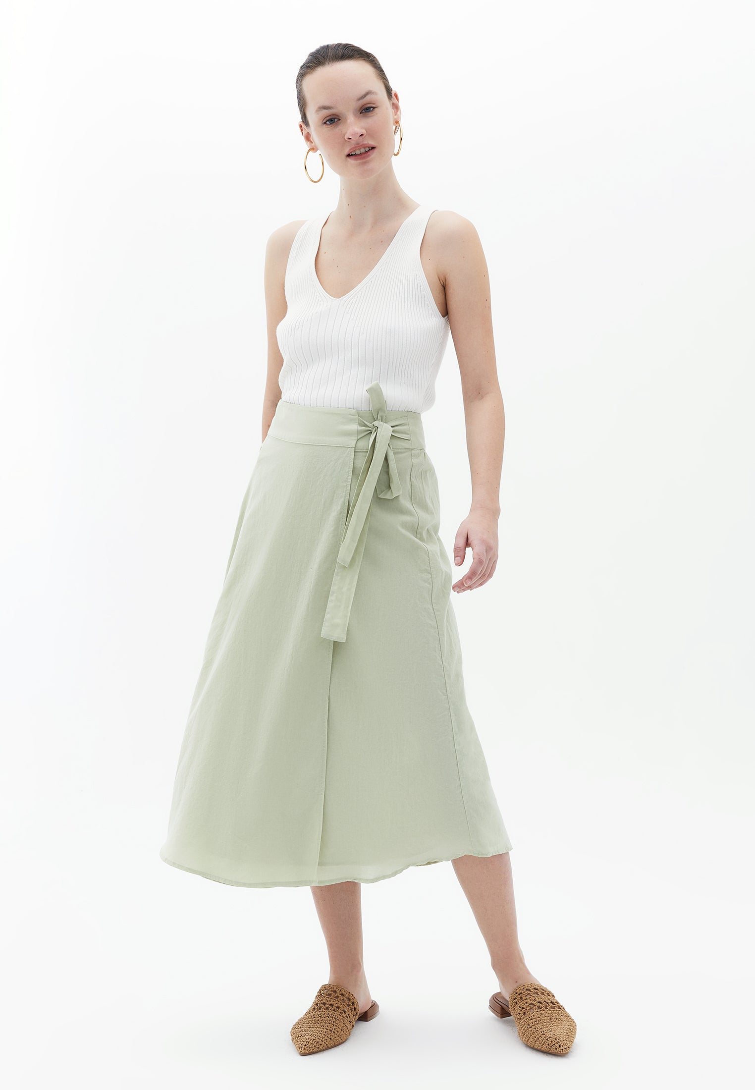 High Rise Midi Skirt - LINT
