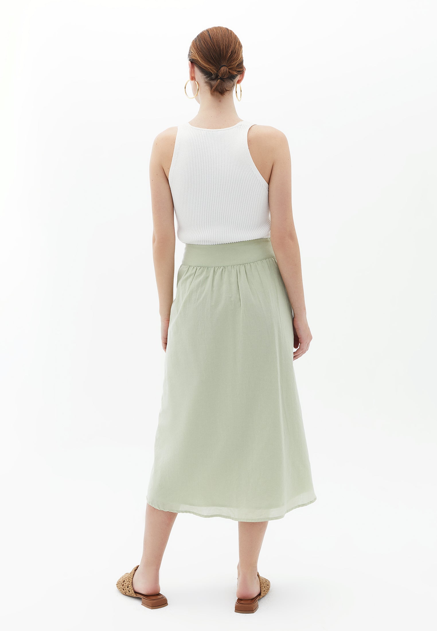High Rise Midi Skirt - LINT