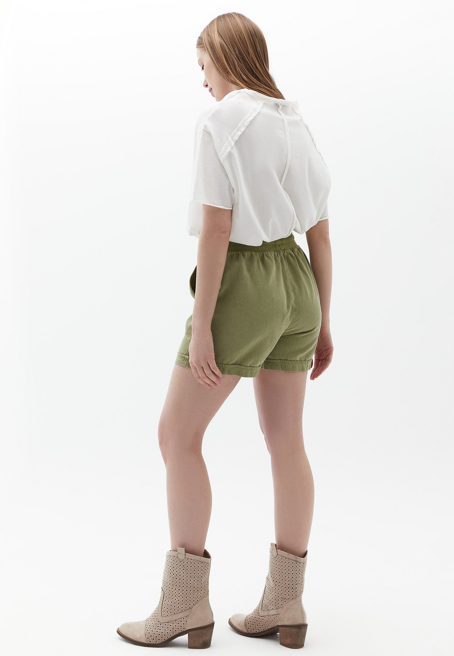 Mini Shorts with Waist Detail - ANTIK MOSSTONE