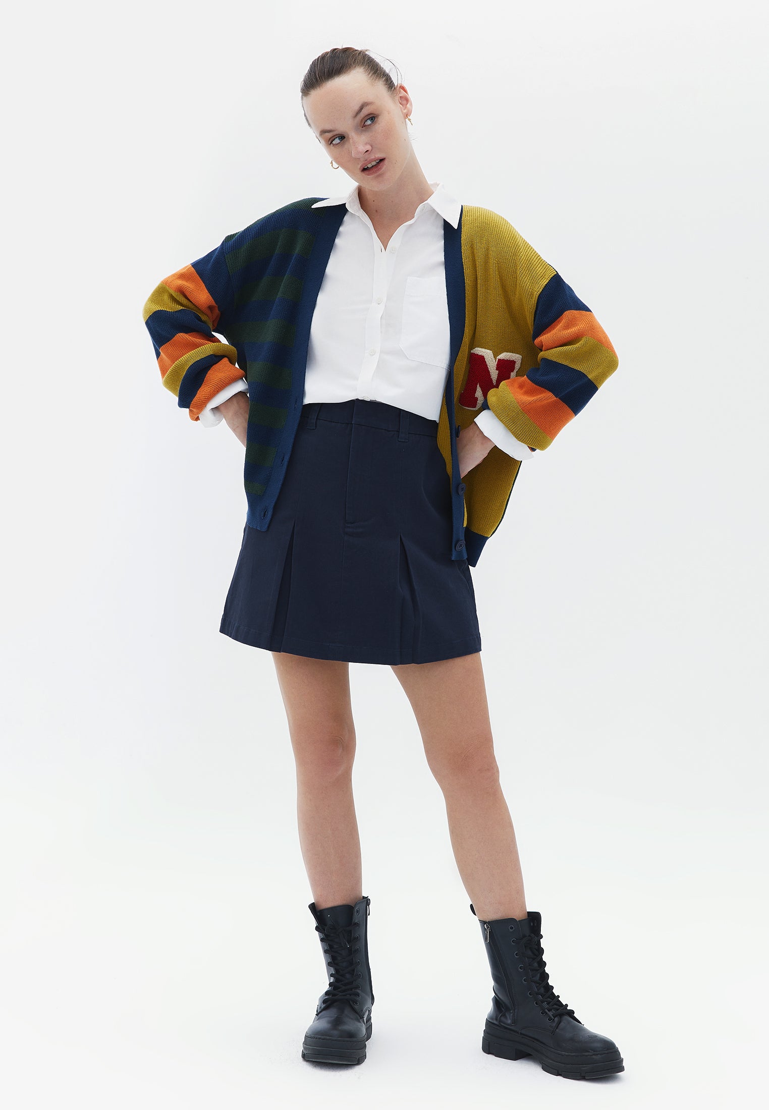 High Rise Pleated Skirt - MIDNIGHT
