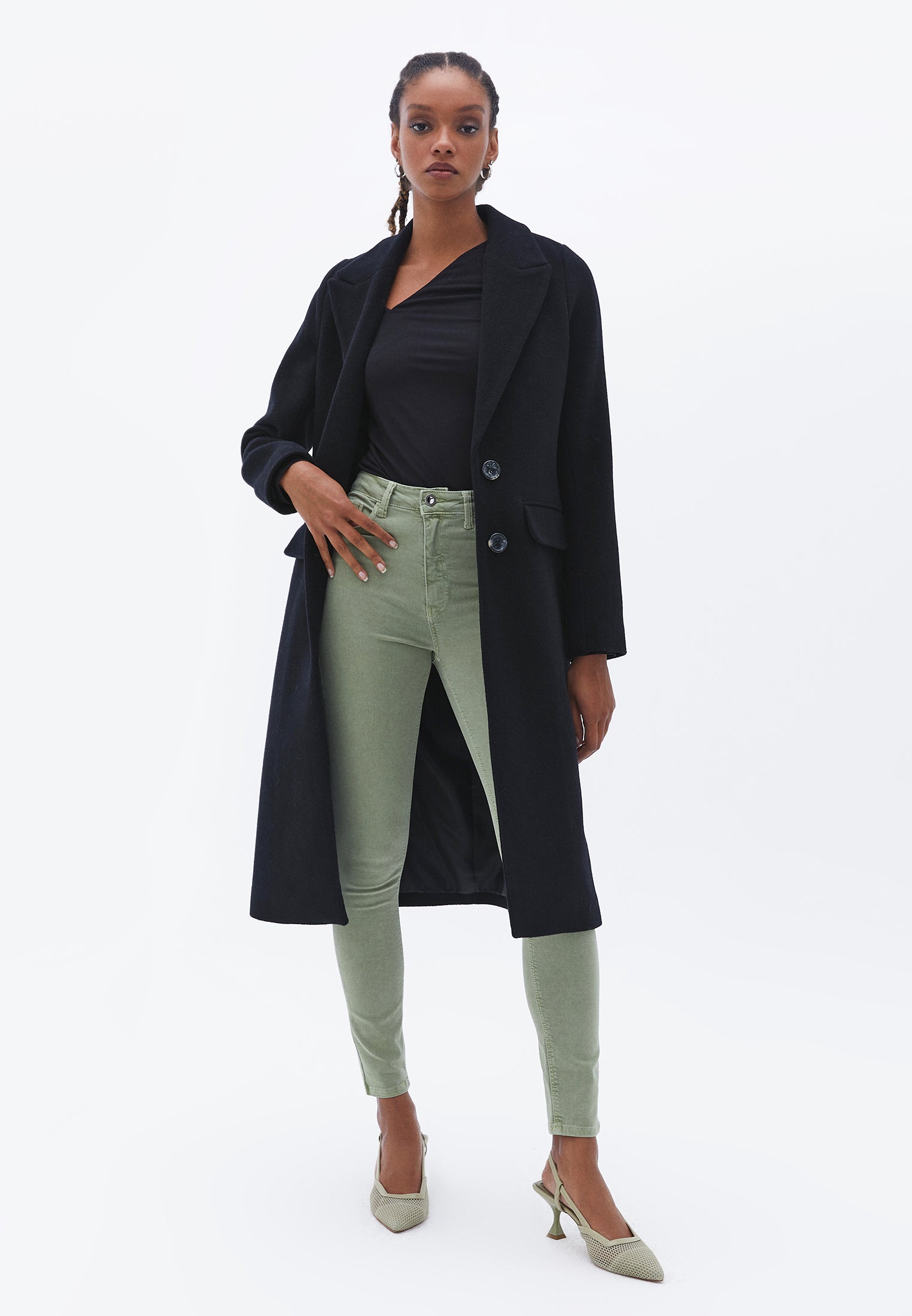 High Rise Skinny Fit Pants - ANTIK OIL GREEN